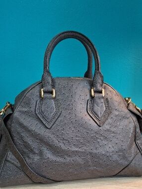 Marc By Marc Jacobs Ozzie Aiden Grey Ostrich-Texture Dome Satchel